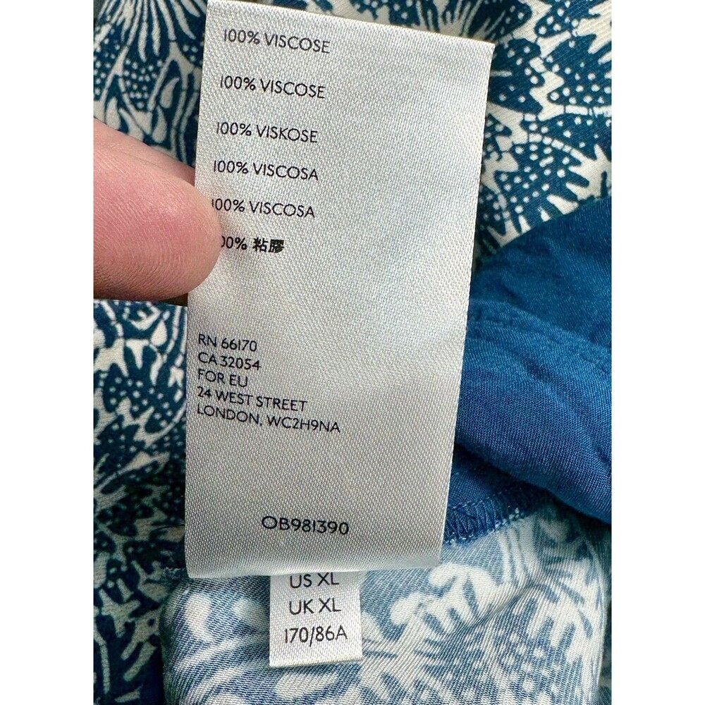 Maeve Anthropologie Anika Pants Womens XL Blue Floral Wide Leg Palazzo Pull On - Picture 9 of 14